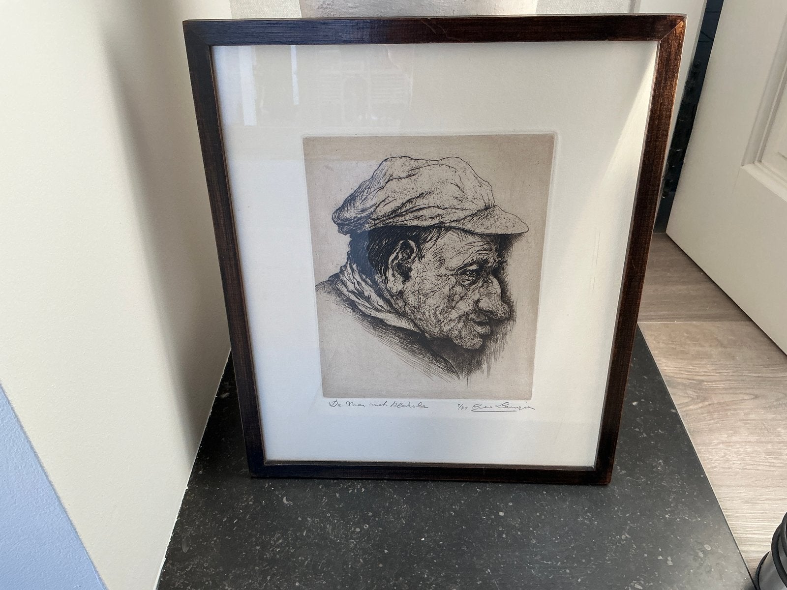 Etsen, Antiek en Kunst, Ophalen, Ets, Achter glas