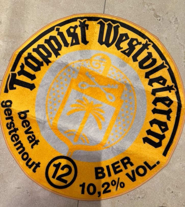 Mooi tapijt 60 cm diameter Westvleteren trappist - mancave, Verzamelen, Ophalen of Verzenden, Nieuw, Reclamebord, Plaat of Schild