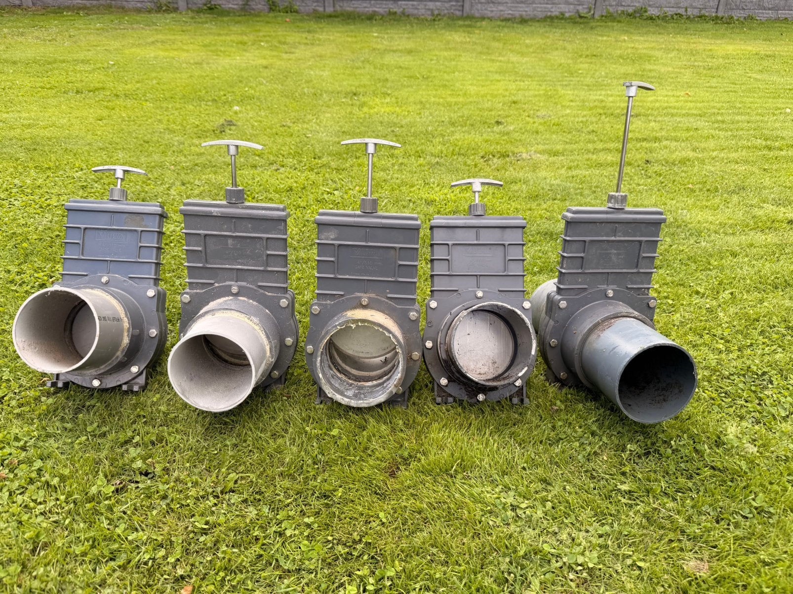 5 vannes coulissantes Valterra 110 glissière inoxydabl vane, Jardin & Terrasse, Accessoires pour étangs, Enlèvement ou Envoi, Utilisé