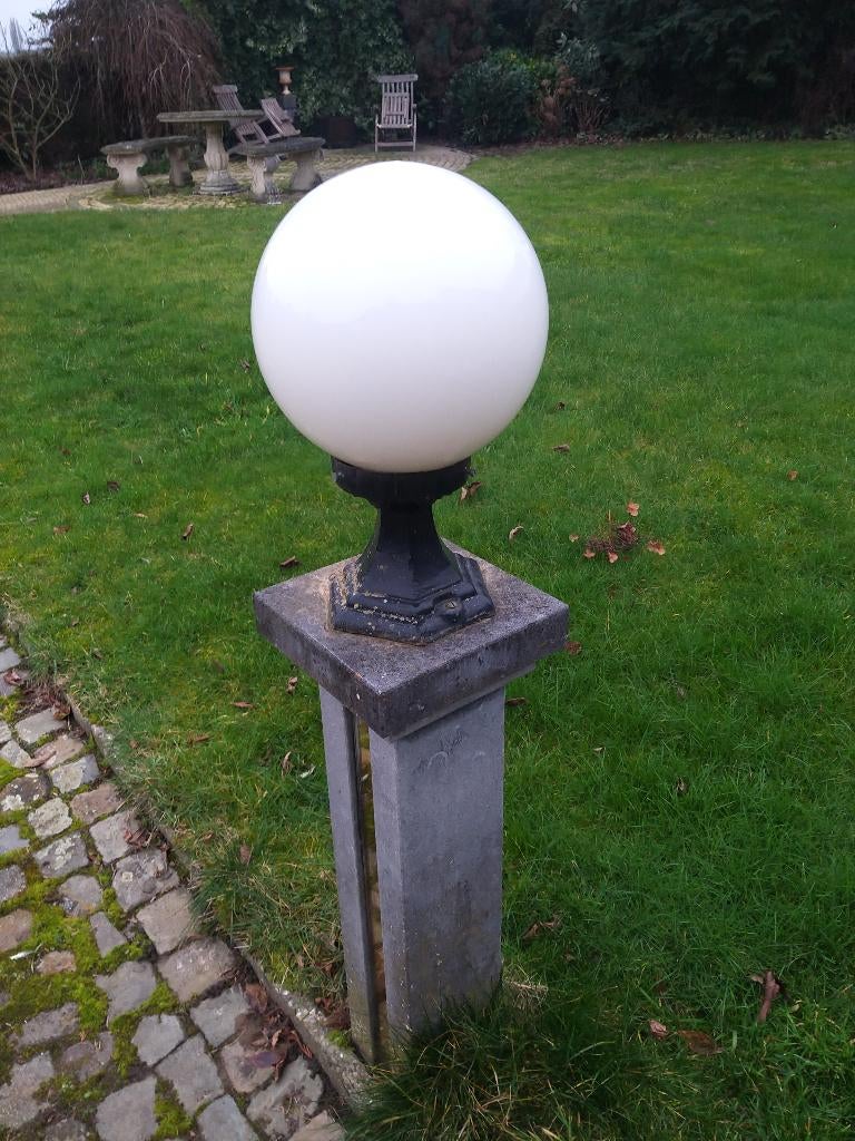 3 X retro tuinverlichting op blauwe steen sokkel, Tuin en Terras, Ophalen, Gebruikt, Minder dan 50 watt, Overige typen