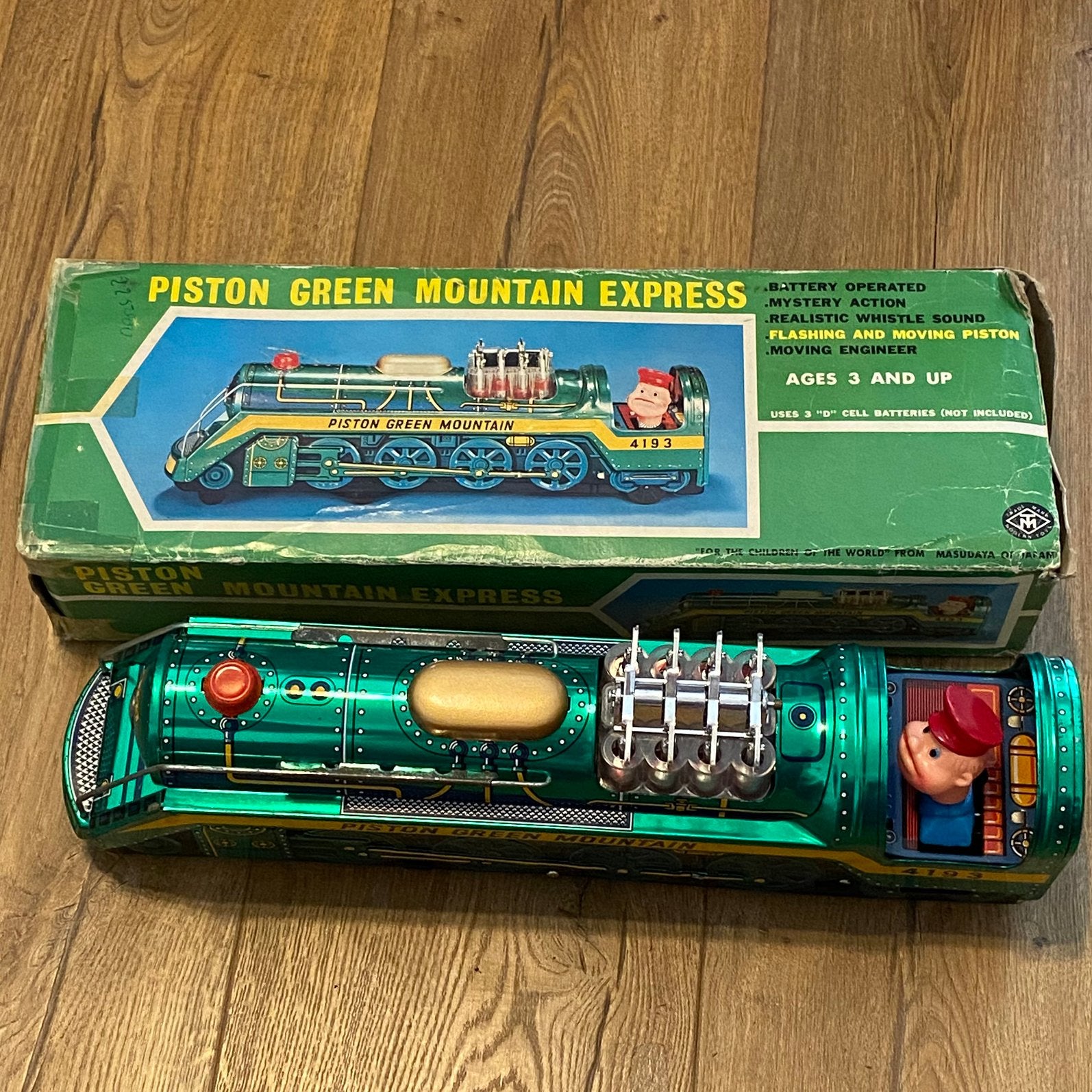 Green Mountain Express-zuiger, tin toy, Masudaya Japan, Ophalen of Verzenden, Zo goed als nieuw
