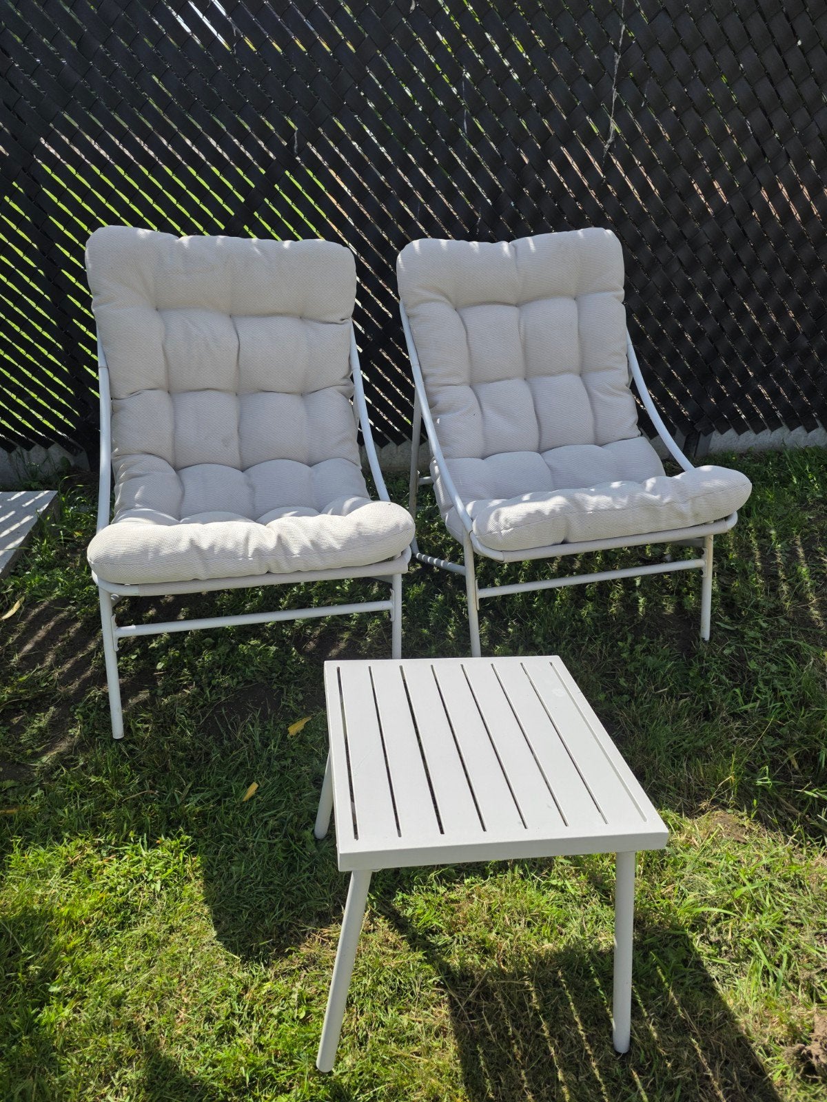 Tuinstoelen met tafeltje, Enlèvement