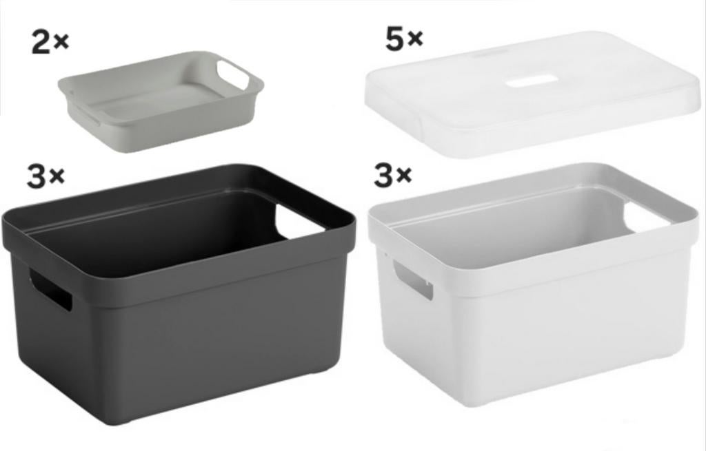 Boîtes de rangement Sunware Sigma Home + couvercles + insert, Enlèvement ou Envoi, Moins de 35 cm, Utilisé, Moins de 50 cm
