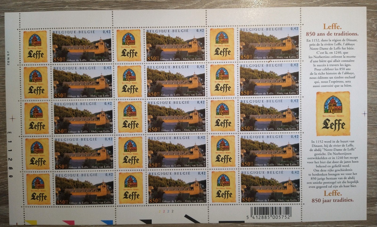 Leffe postzegel vel, Ophalen of Verzenden, Nieuw, Reclamebord, Plaat of Schild, Leffe
