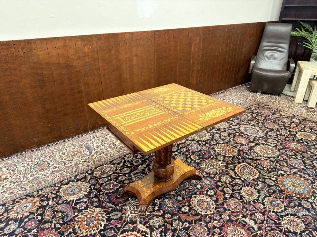 19e-eeuwse Nederlandse marqueterie speltafel, Antiquités & Art, Enlèvement