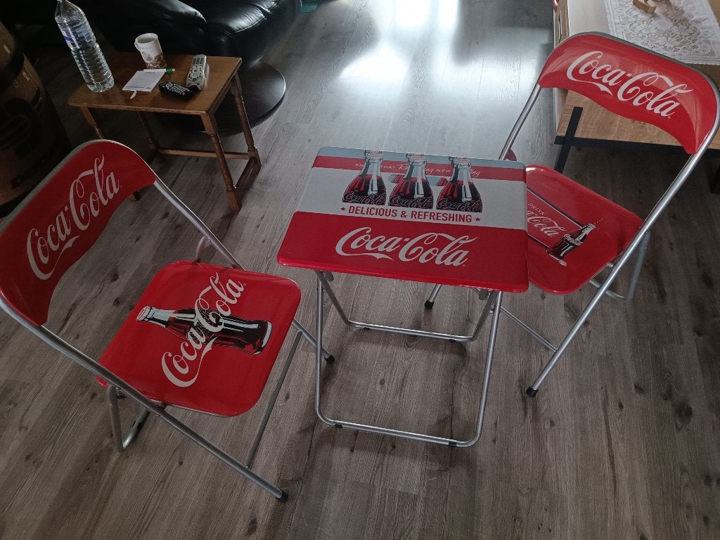 Coca Cola klaptafel en klapstoelen, Verzamelen, Ophalen, Zo goed als nieuw, Gebruiksvoorwerp