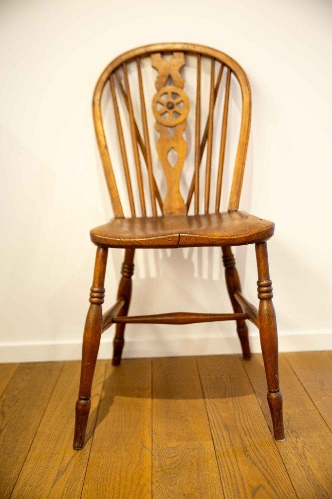 5 antieke Engelse Windsor-stoelen (wheelback), 19e-eeuws, Antiek en Kunst, Ophalen