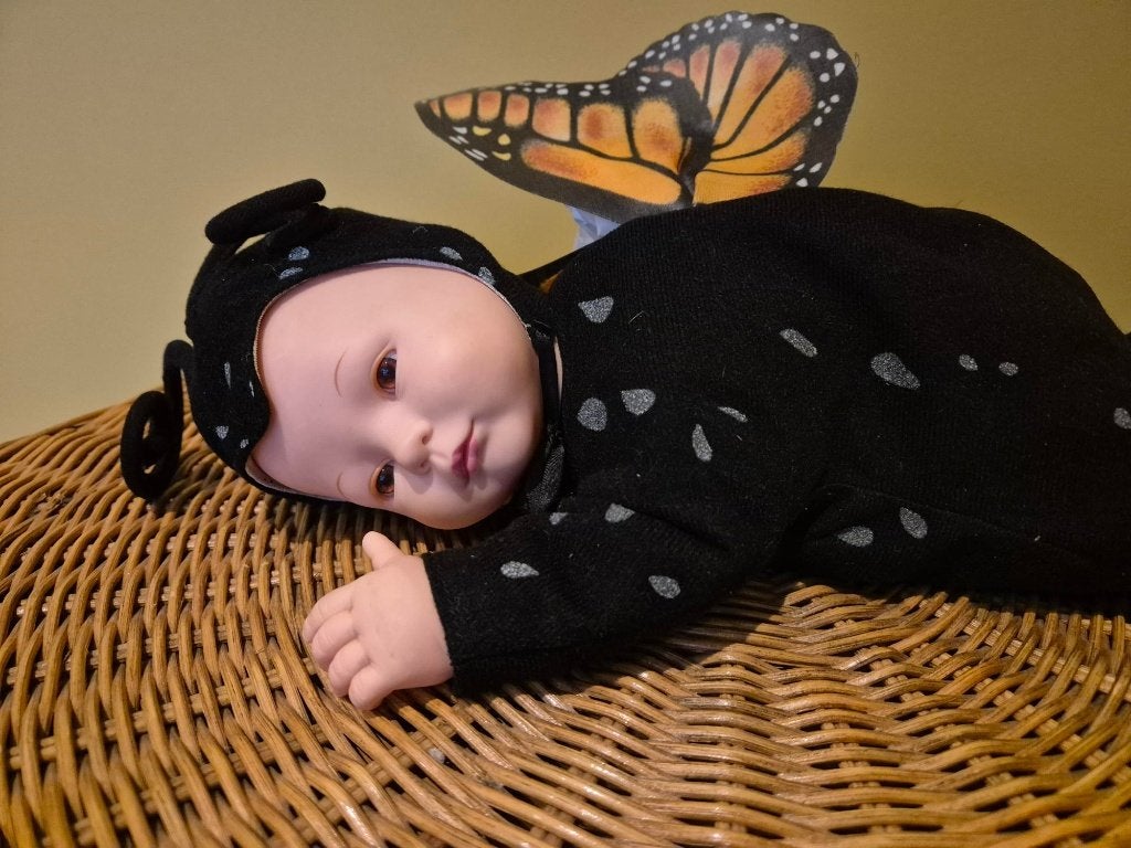 Anne Geddes slapende baby/vlinder vintage pop, Ophalen of Verzenden, Gebruikt, Pop