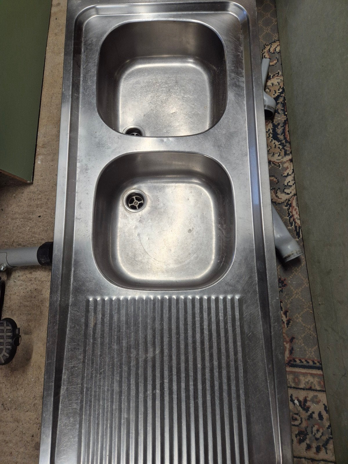 dubbel inox wasbakken, Ophalen, Gebruikt, 50 tot 100 cm, Minder dan 100 cm