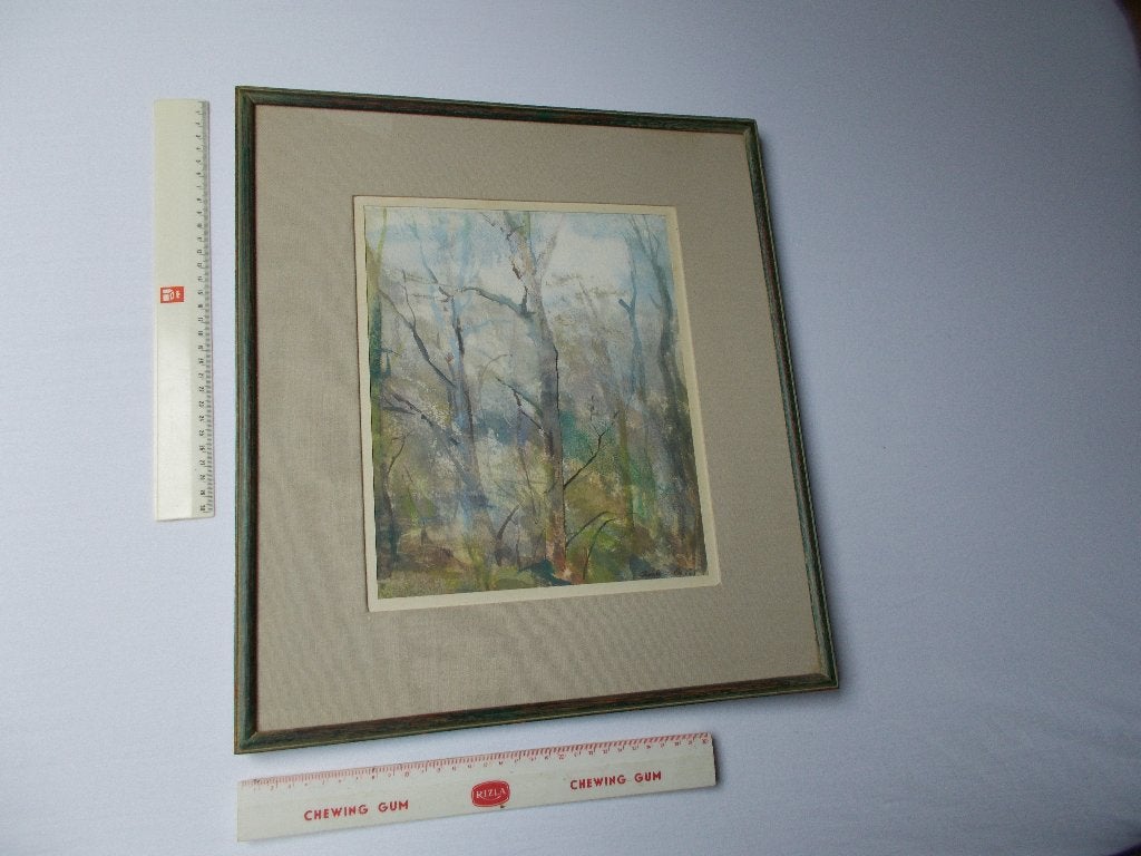 Aquarel van De Vos Adeline., Antiquités & Art, Art | Peinture | Classique, Aquarelle, Encadré, Paysage, Enlèvement