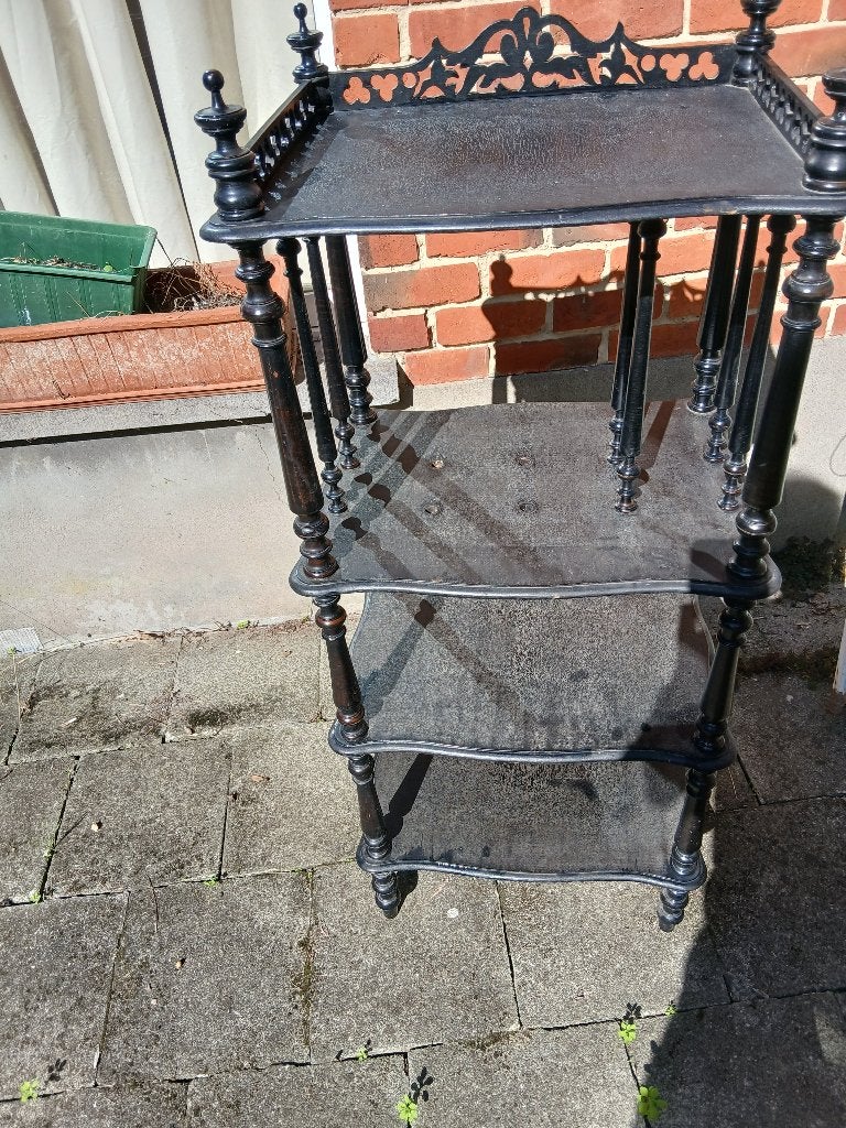 Antieke 19de eeuwse zwartgelakte boekenkast, Ophalen, Minder dan 50 cm, Gebruikt, 100 tot 150 cm