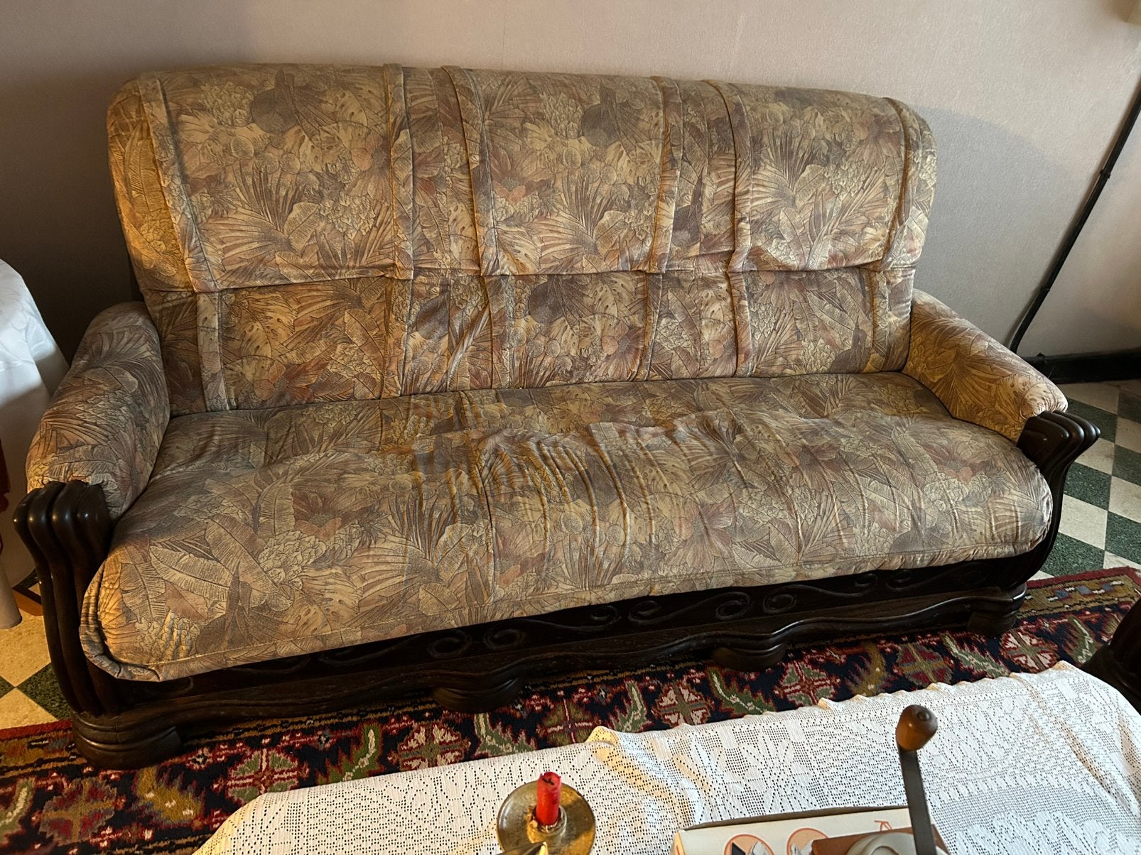 Salon met 3 zit 2 zit en zetel en salontafel, Ophalen, Zo goed als nieuw, Rechthoekig, Eikenhout