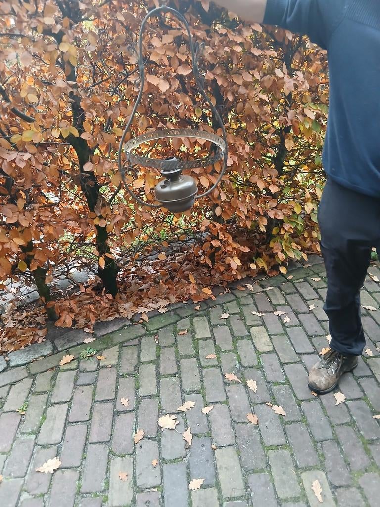 Vintage koperen hanglamp zonder elektriciteit, Antiek en Kunst, Ophalen of Verzenden