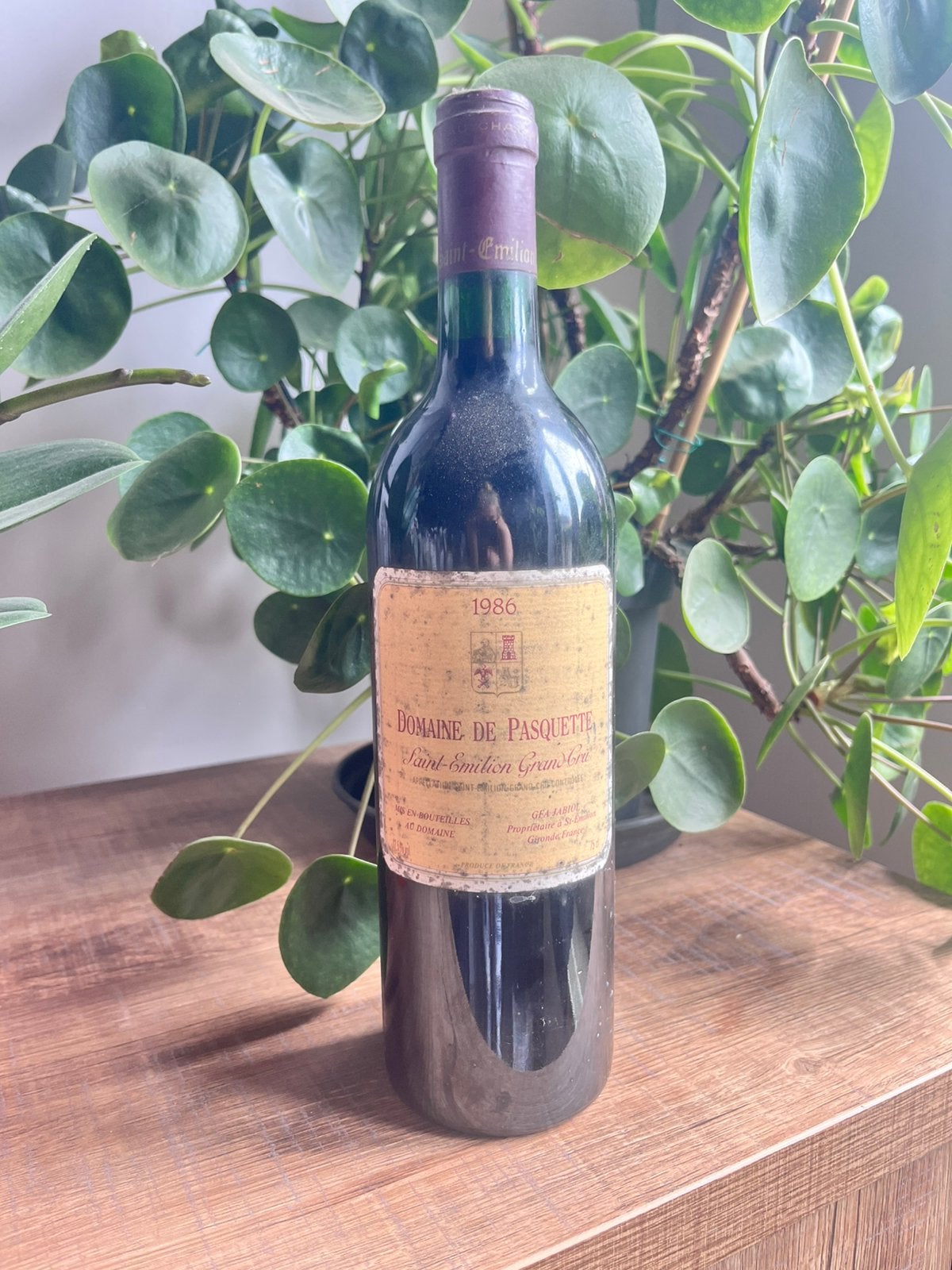 Domaine du pasquette saint emilion grand cru 1986, Ophalen, Frankrijk, Zo goed als nieuw, Rode wijn