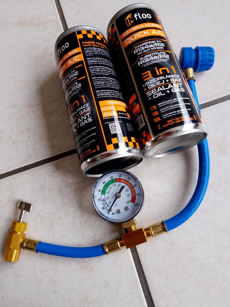 Kit Complet pour airco 3 en1 anti fuite Gaz R134a + Tuyau, Auto-onderdelen, Airco en Verwarming, Ophalen
