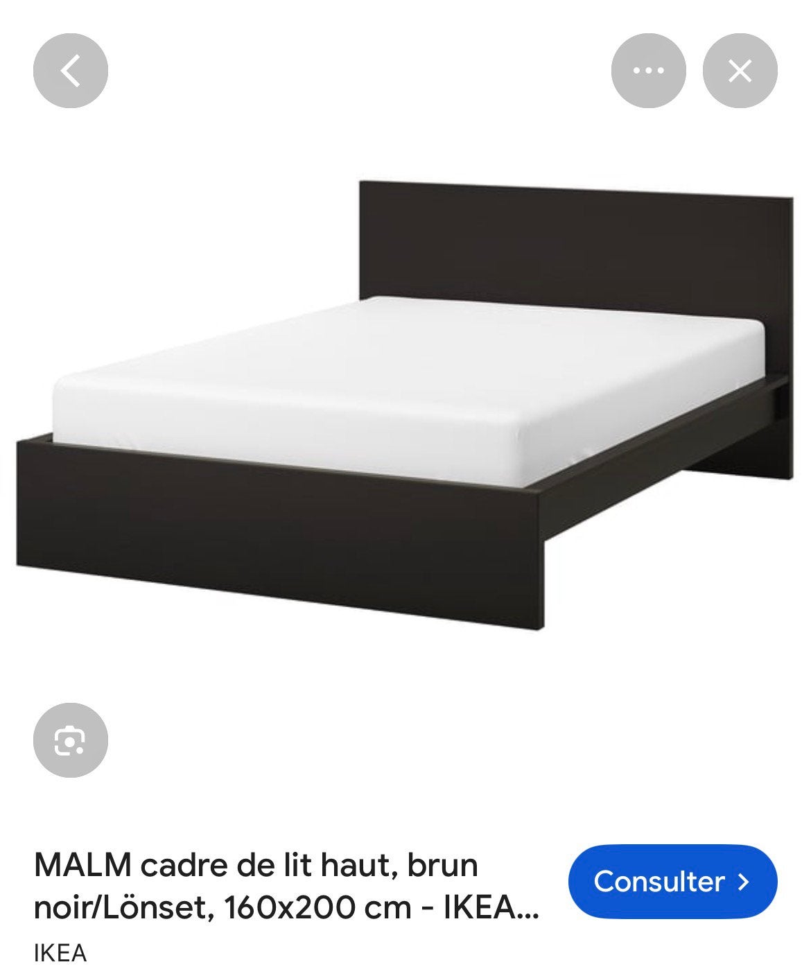 Lit IKEA MALM 160  200 cm – tête de lit personnalisée, Maison & Meubles, Intemporel, Enlèvement, Utilisé, 200 cm