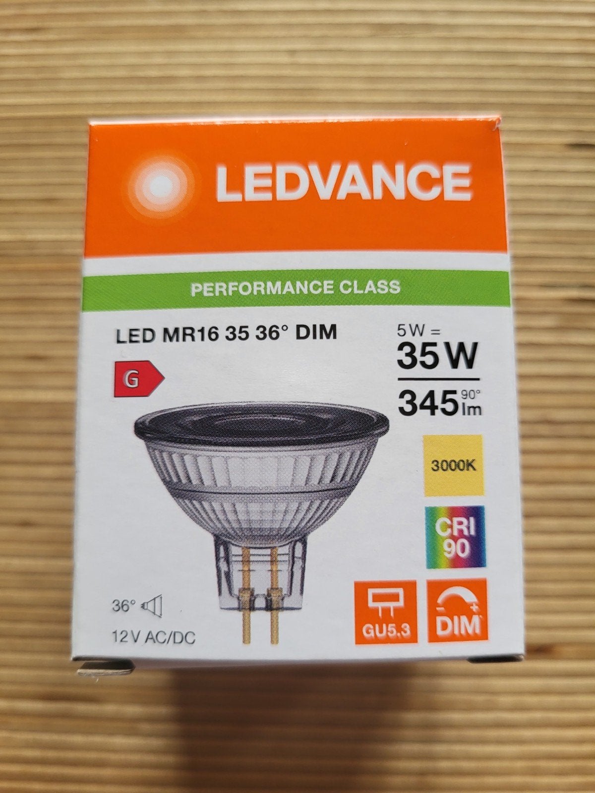 3 Led GU5.3 Dimbaar 5w. 345 lm 3000 K  CRI 90 warm white, Maison & Meubles, Neuf, Spot encastrable ou Spot mural, GU5.3, Enlèvement