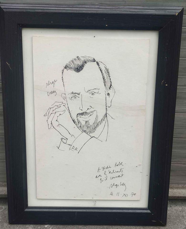Dessin portrait signe Serge creuz, Antiek en Kunst, Ophalen of Verzenden