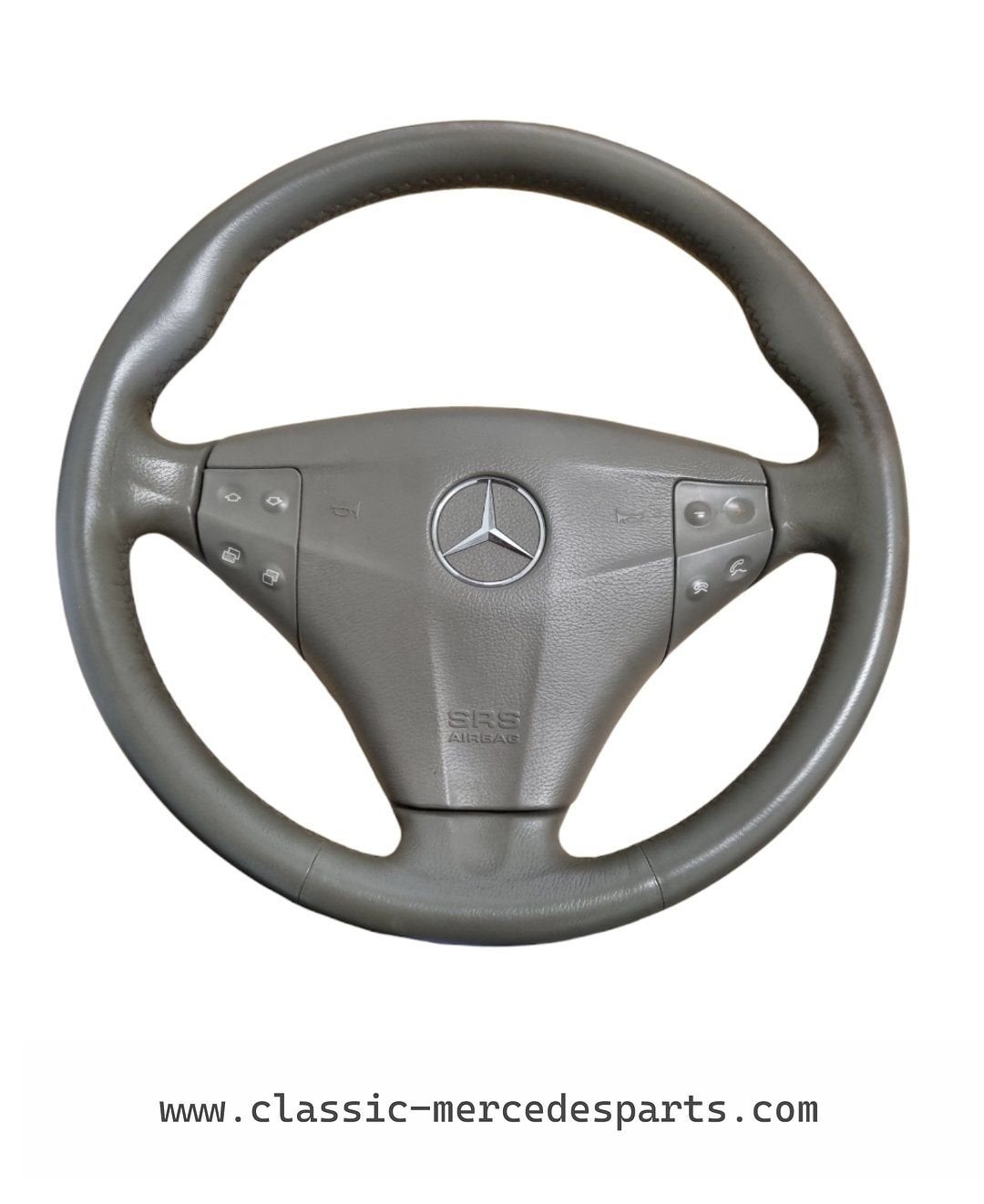 Stuurwiel met bediening grijs leder Mercedes, -, Utilisé, -, -