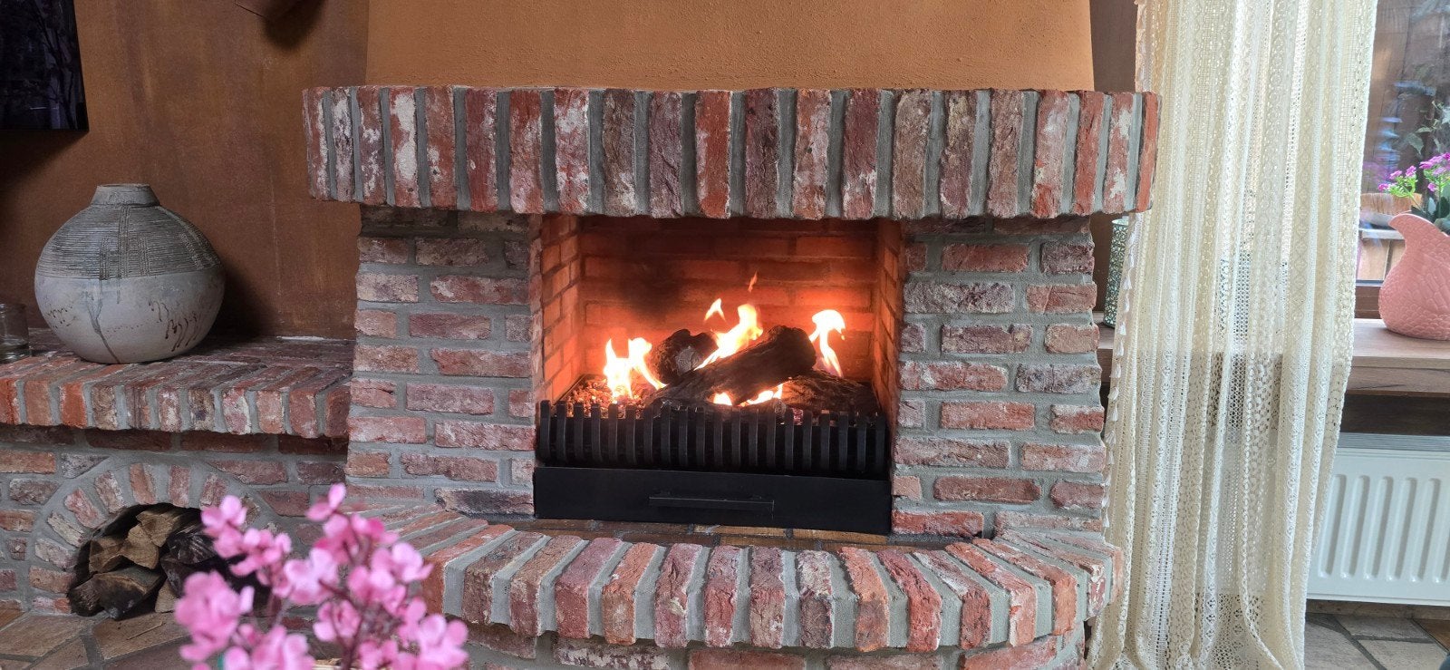 Gashaard met losse keramische houtblokken, Maison & Meubles, Enlèvement, Comme neuf, Insert, Cheminée au gaz