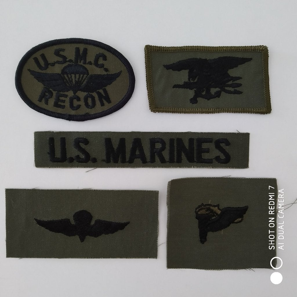 vintage patch 80's US MARINES set van 5 - nieuw., Ophalen of Verzenden, Marine, Embleem of Badge