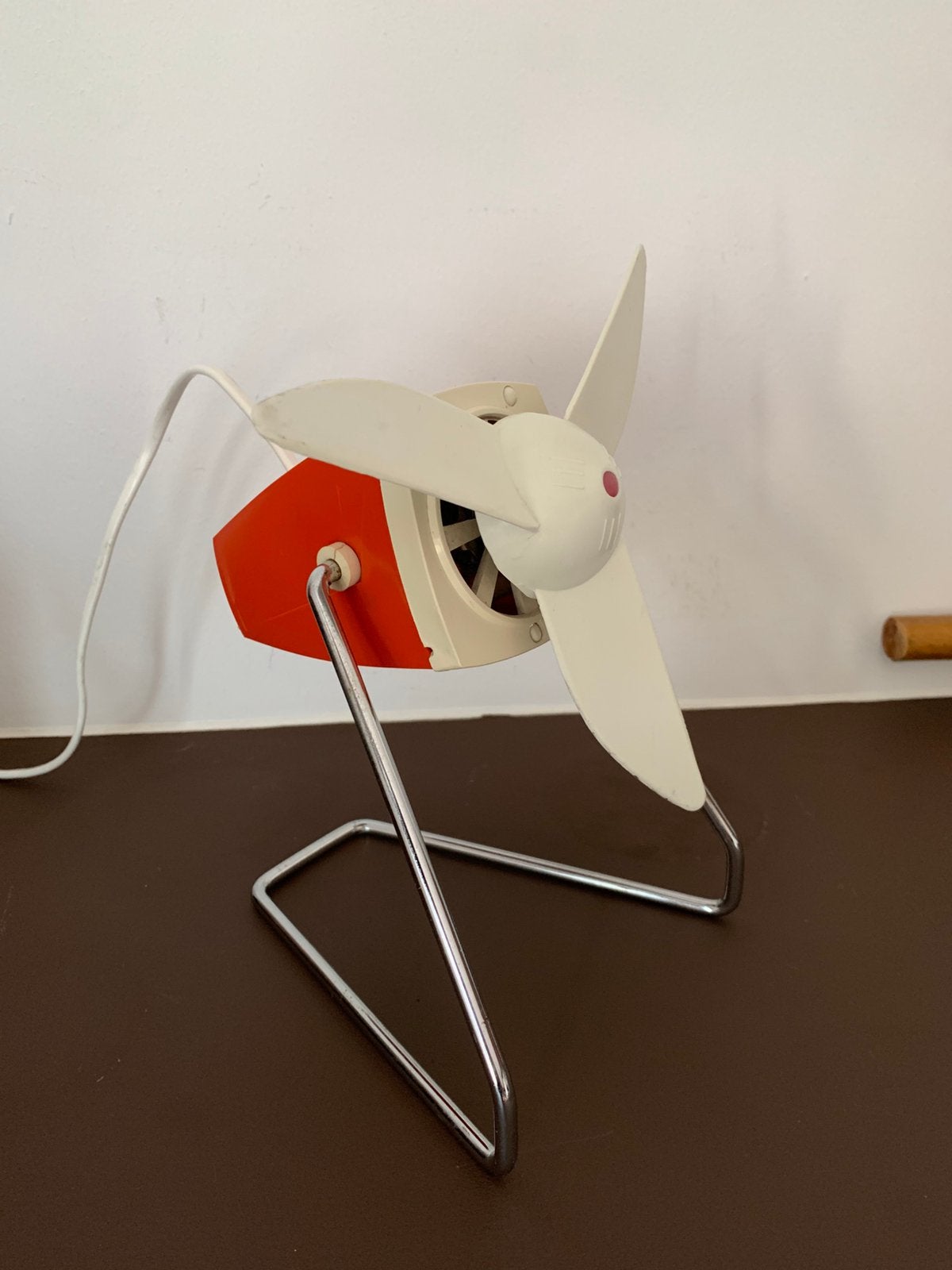 Vintage retro tafelventilator oranje/crème – jaren 60/70, Antiek en Kunst, Ophalen of Verzenden