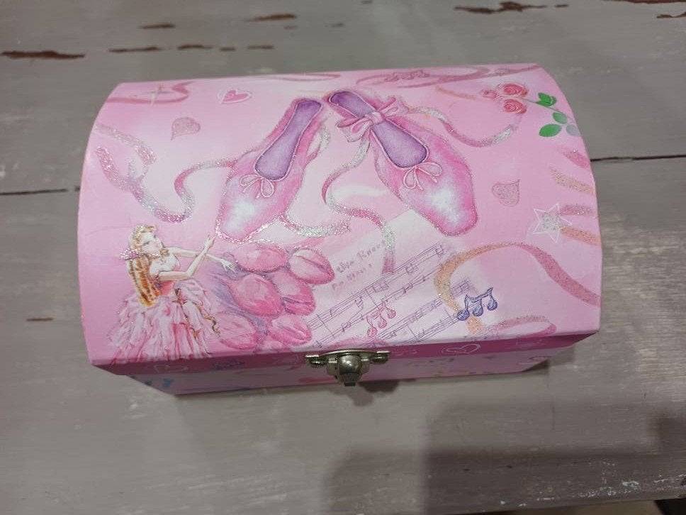 Juwelen kist met muziek en draaiende ballerina, Comme neuf, Enlèvement, Autres types, Rose