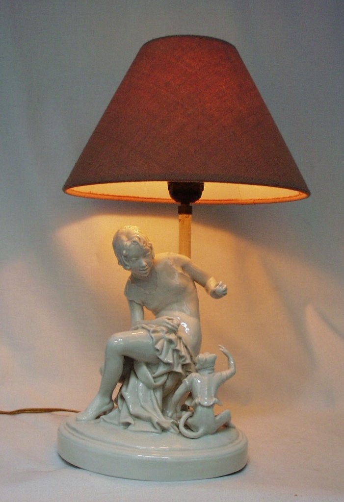 Art Deco Porseleinen Lamp-Schwarzburger Werkstätten-Ries., Antiek en Kunst, Ophalen of Verzenden