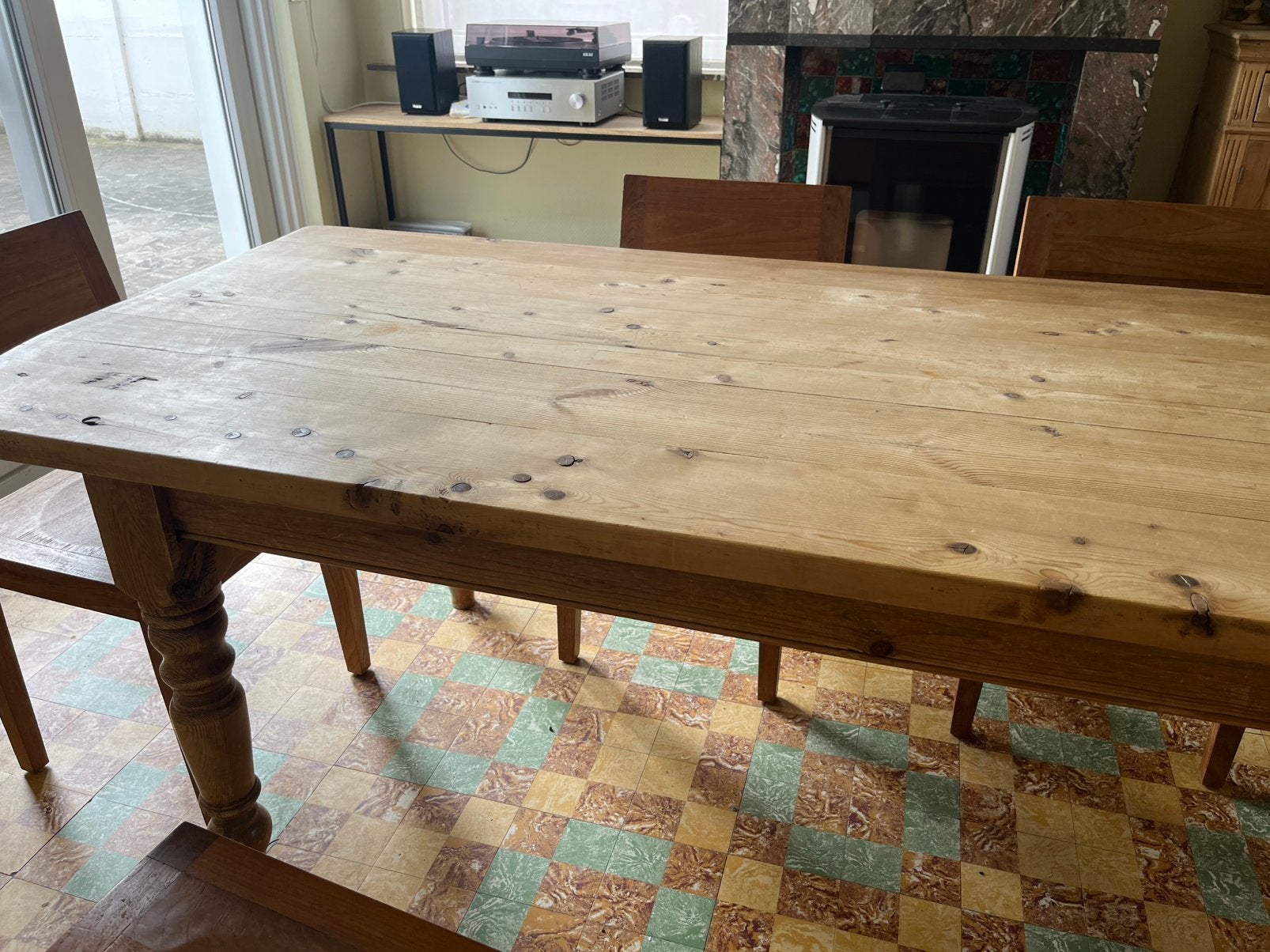 Très belle table à manger en teck épais et 6 chaises, Maison & Meubles, Enlèvement, Comme neuf