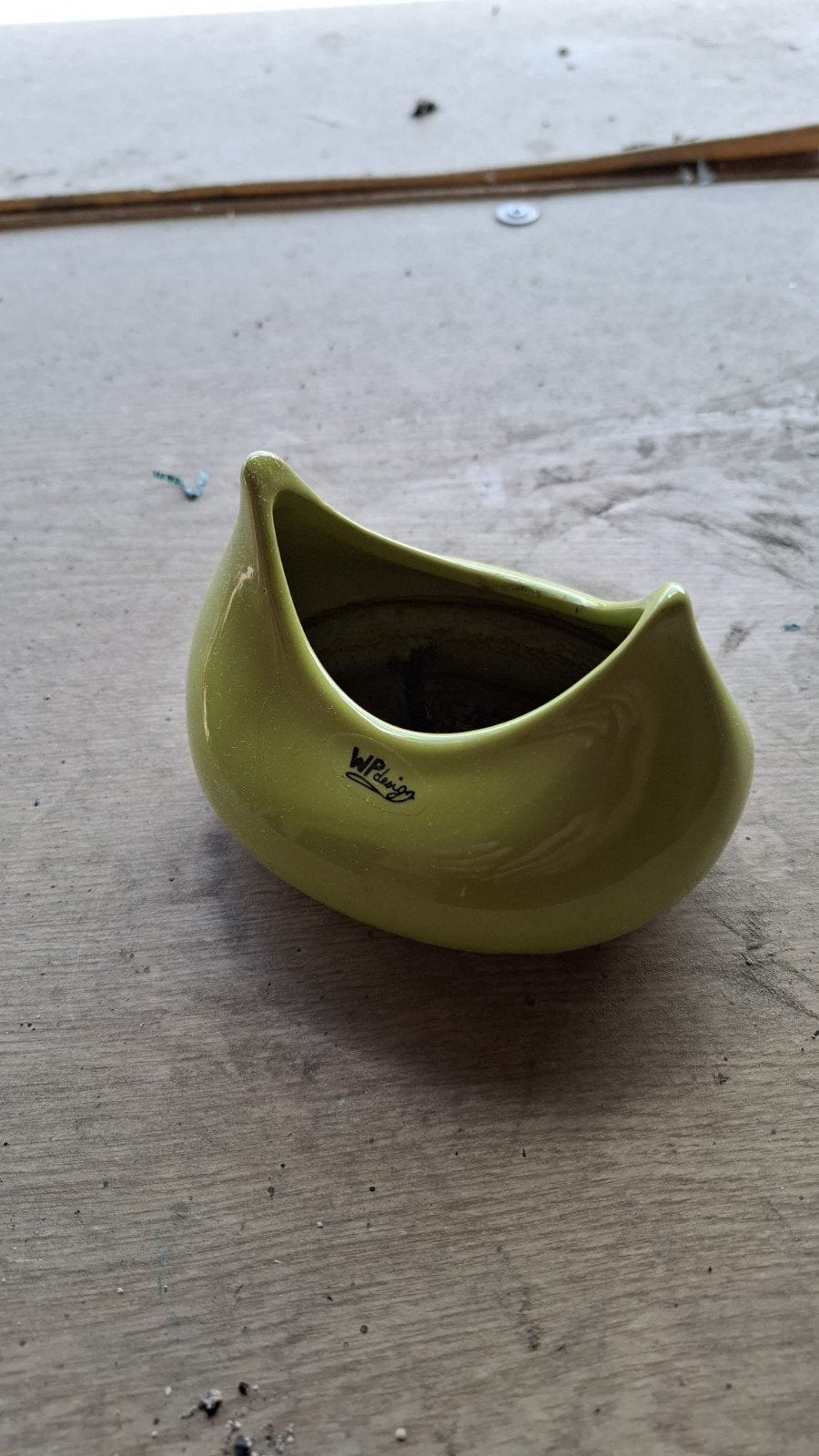 Retro / Vintage Groene Keramieken Bloempot, Ophalen, Aardewerk