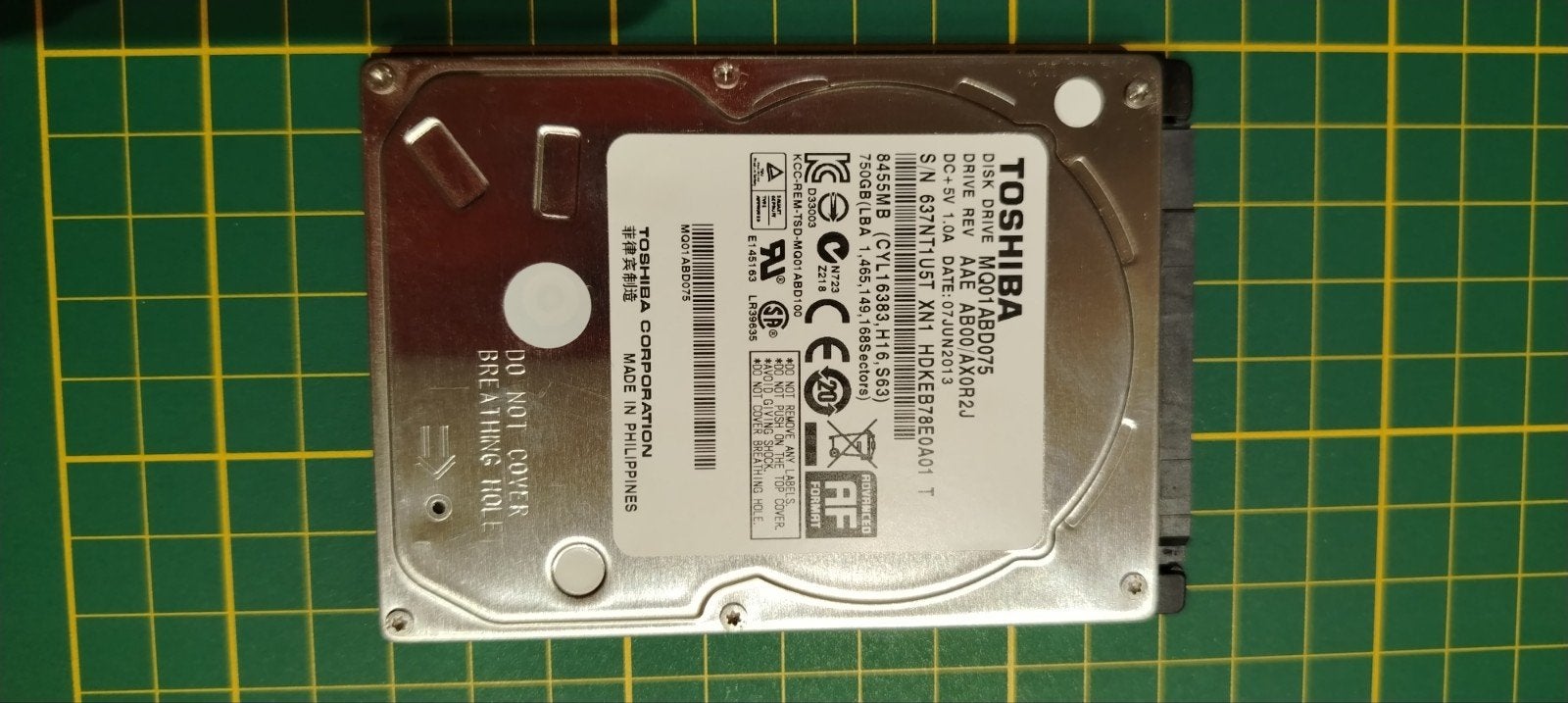 2,5" harde schijf/hdd Toshiba MQ01ABD075 - 750 GB in goede s, Computers en Software, Intern, Console, Ophalen of Verzenden, 750gb