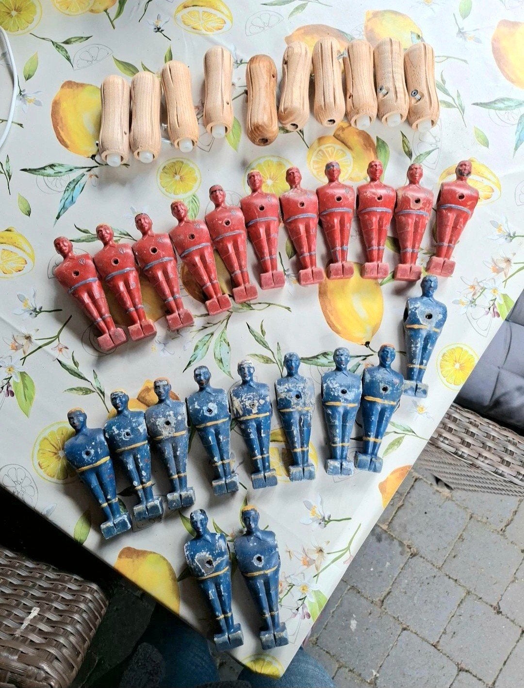 lot rare figurines et poignées babyfoot bois 1940  Buzzoz?, Enlèvement ou Envoi