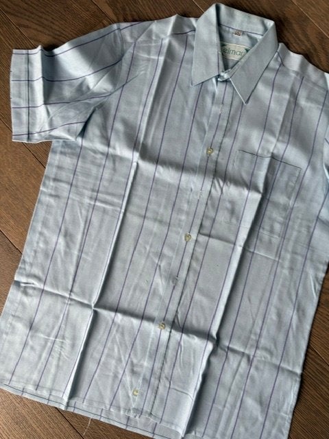 Hemd vintage maat L, Ophalen of Verzenden, Zo goed als nieuw, Blauw, Halswijdte 41/42 (L)