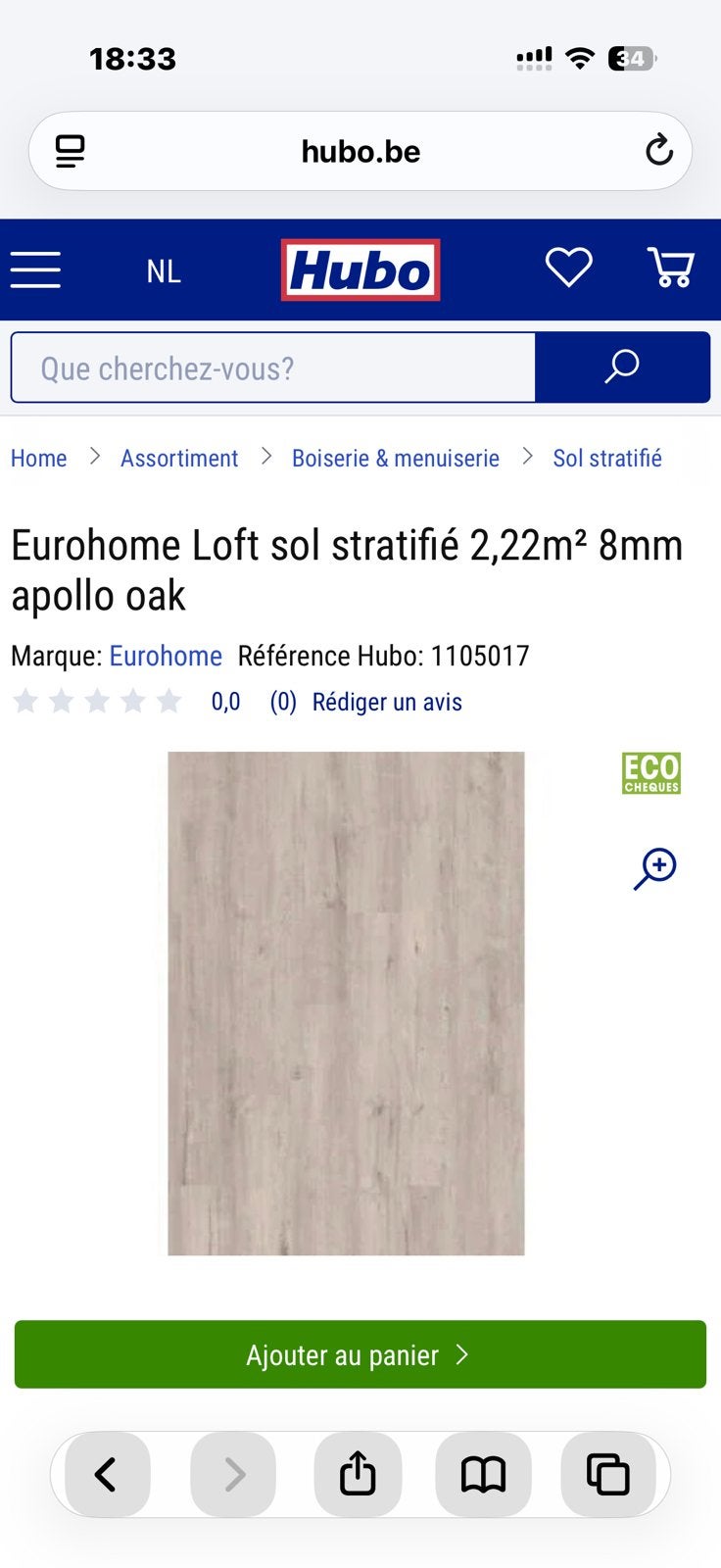 Sol stratifié Eurohome Loft Apollo Oak -26,64 m2 (12 boîtes), Enlèvement, Neuf, Parquet