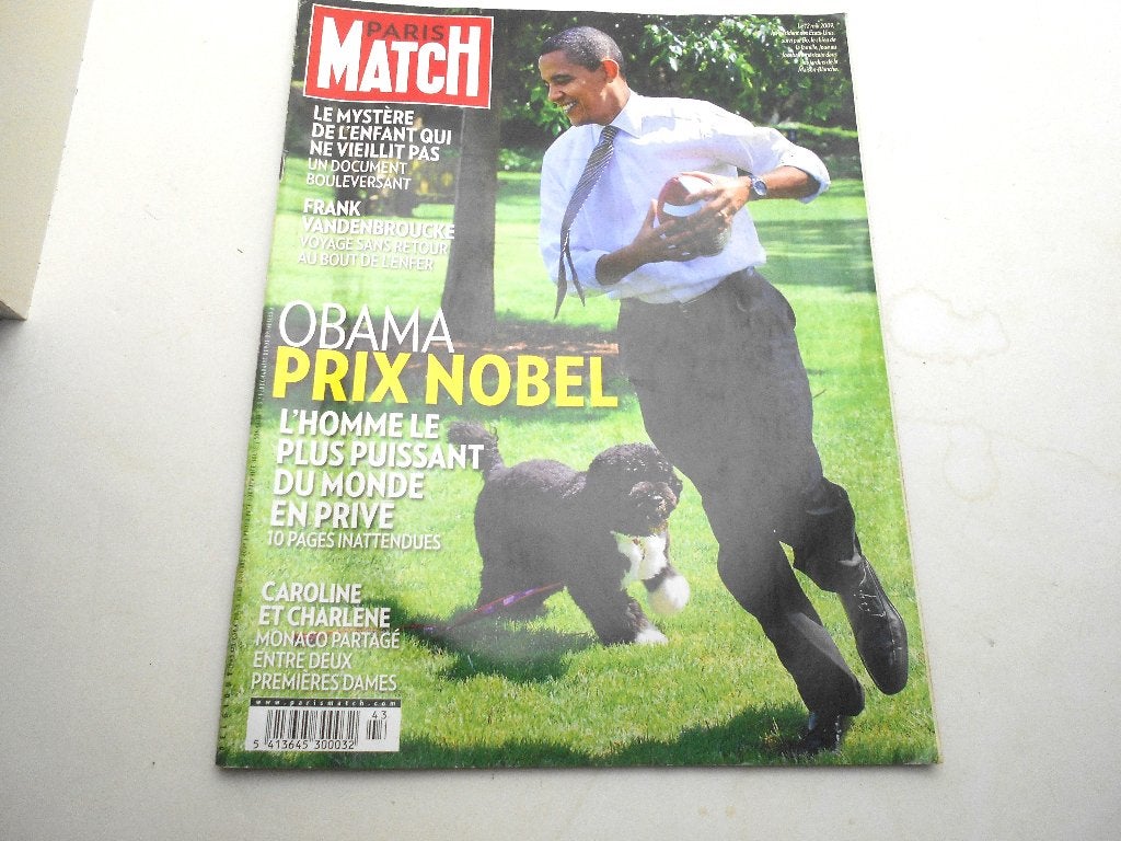ancien Paris Match 2009 Barack Obama Prix Nobel, Livres, Enlèvement ou Envoi, Comme neuf