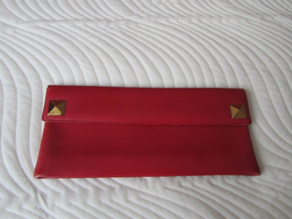 DELVAUX Sac pochette rouge siglé, Envoi, Rouge