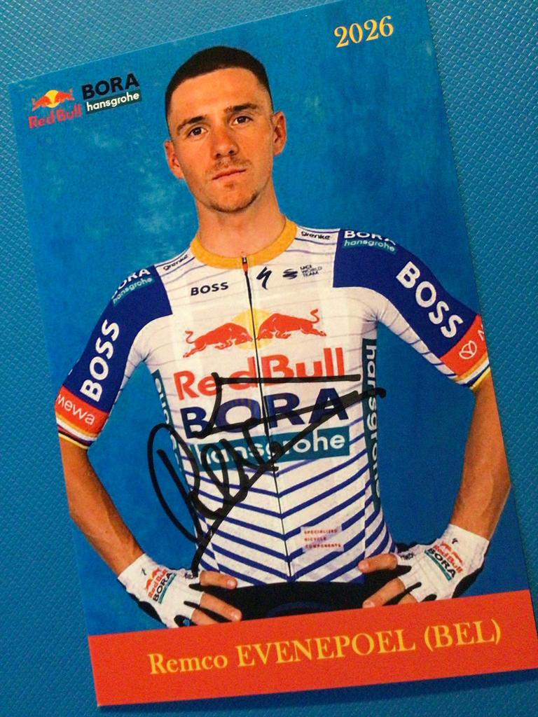 wielerkaart 2026 team bora  red bull remco evenepoel signe, Envoi, Comme neuf
