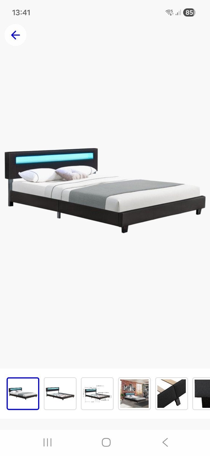 2 persoonsbed met ledverlichting, Ophalen, Bedbodem, 200 cm, 160 cm