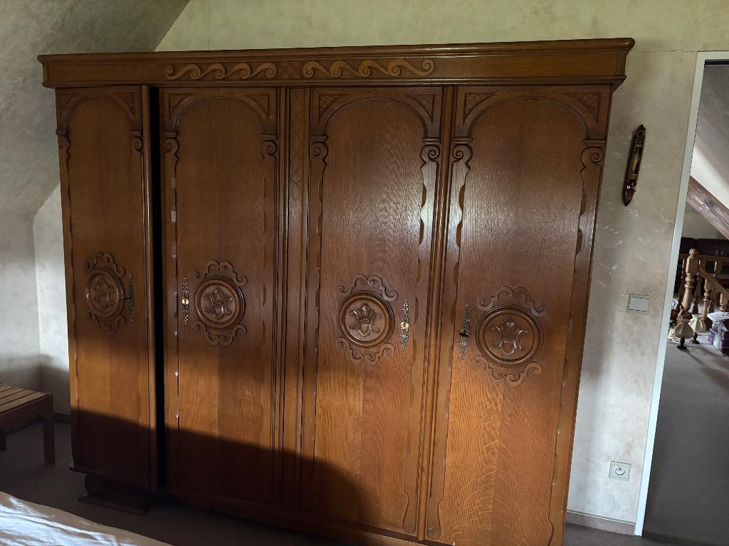 Vintage slaapkamer met kast, bed en 2 nachtkastjes, Maison & Meubles, Chambre à coucher | Chambres à coucher complètes, Enlèvement