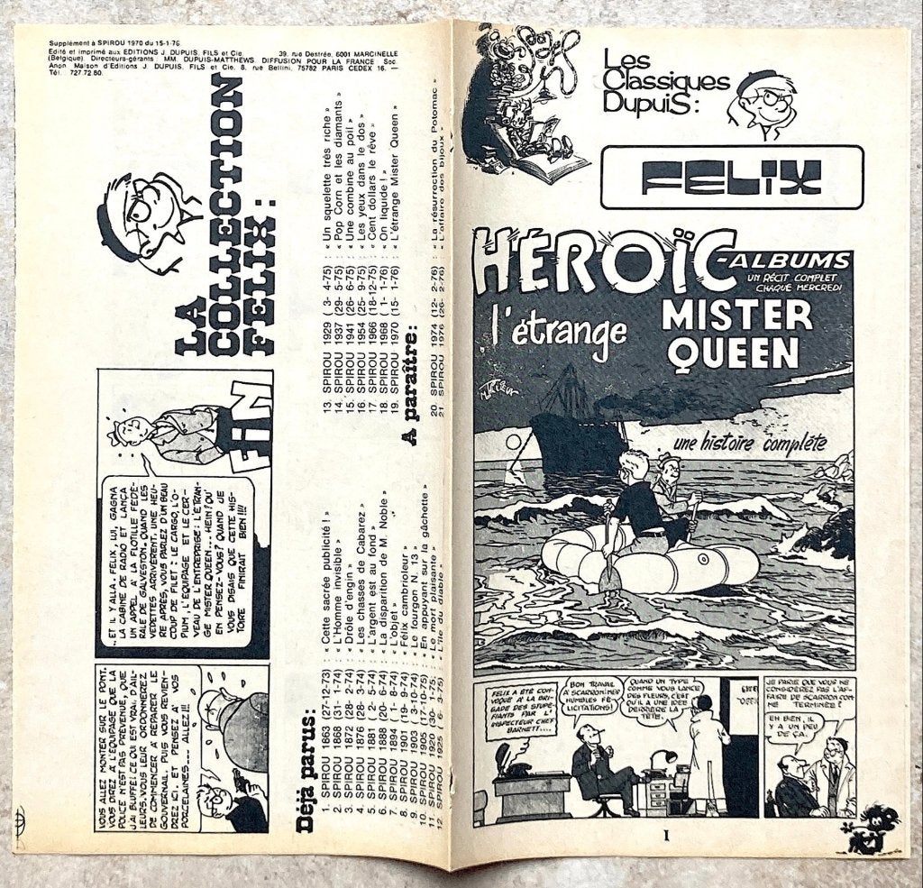 1970. Félix - L'étrange Mister Queen - Maurice Tillieux, M. Tillieux, Eén stripboek, Nieuw, Ophalen of Verzenden