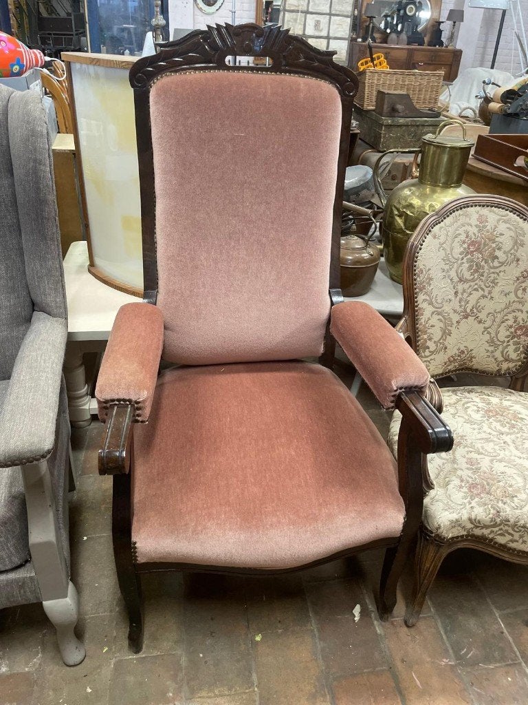 Antieke Voltaire fauteuil, Maison & Meubles, Enlèvement, Utilisé, Bois