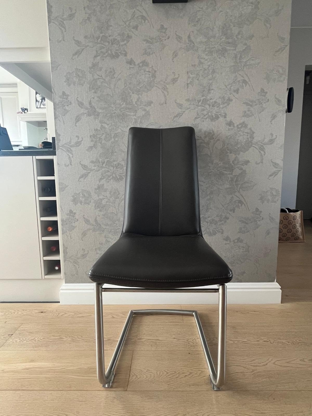 6 lederen eetkamerstoelen,  donker  bruin, perfecte staat, Maison & Meubles, Chaises, Enlèvement, Brun