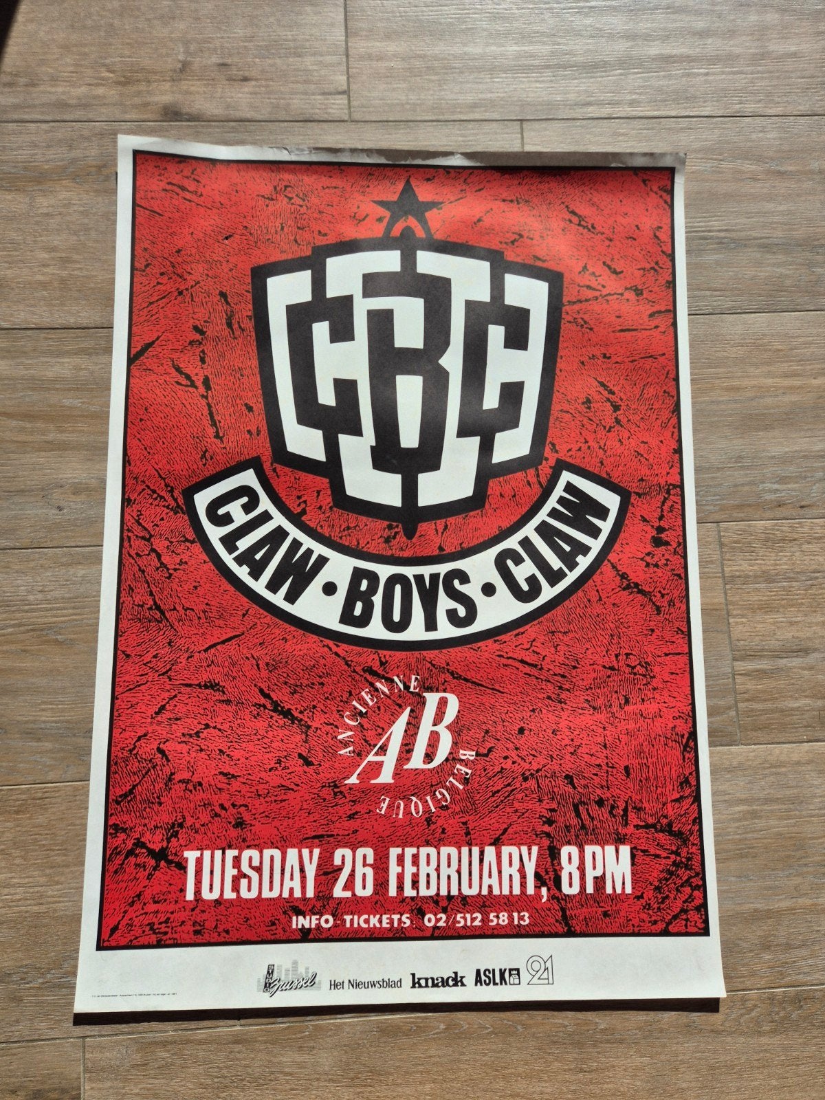 Concertposter Claw Boys Claw AB, Verzamelen, Posters, Ophalen of Verzenden, Zo goed als nieuw, Muziek
