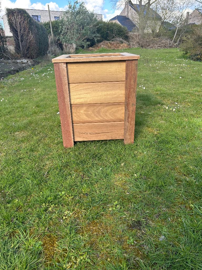 Bloembak iroko, Ophalen, Minder dan 60 cm, Vierkant, Nieuw