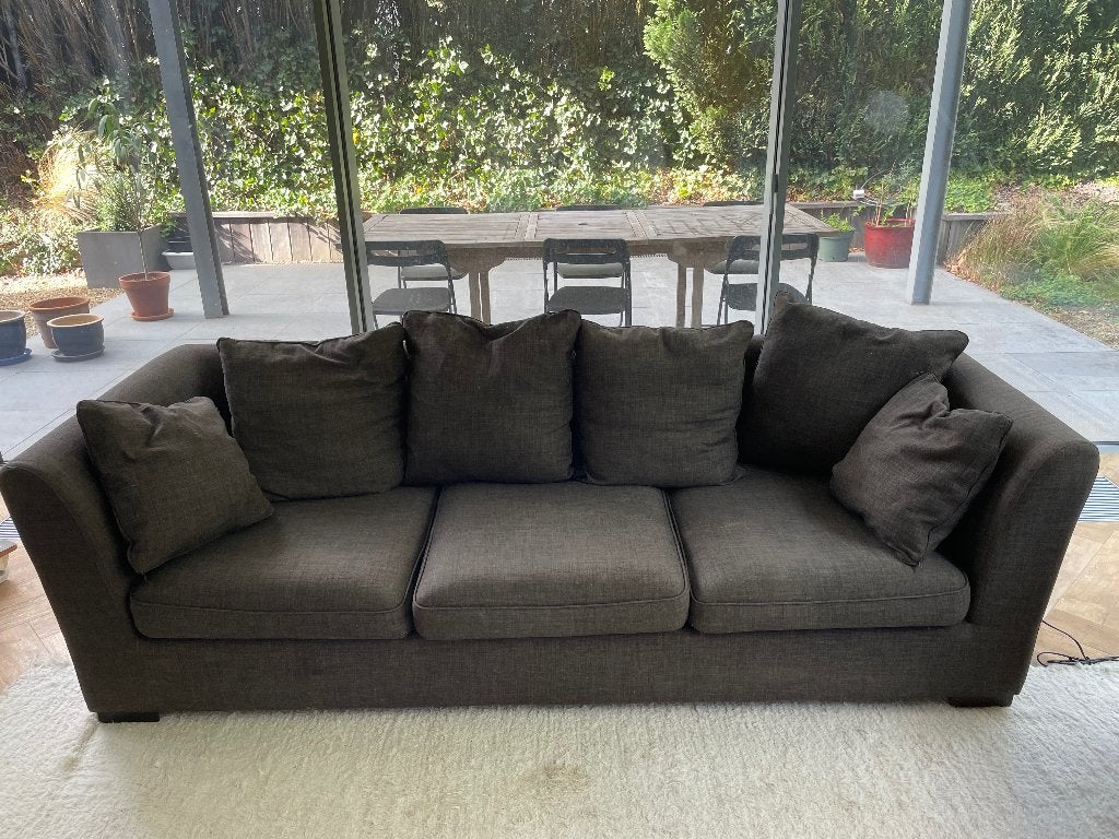 Canapé 3-4 places Au Bon Repos (modulable), 75 à 100 cm, Banc d'angle, Contemporain tissus gris anthracite, Bois