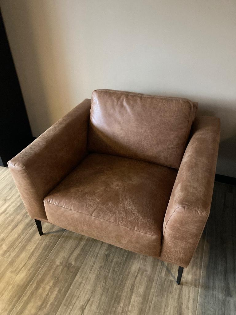 Zetel 1 persoon, Huis en Inrichting, Ophalen, Eenpersoons, Leer, Zo goed als nieuw