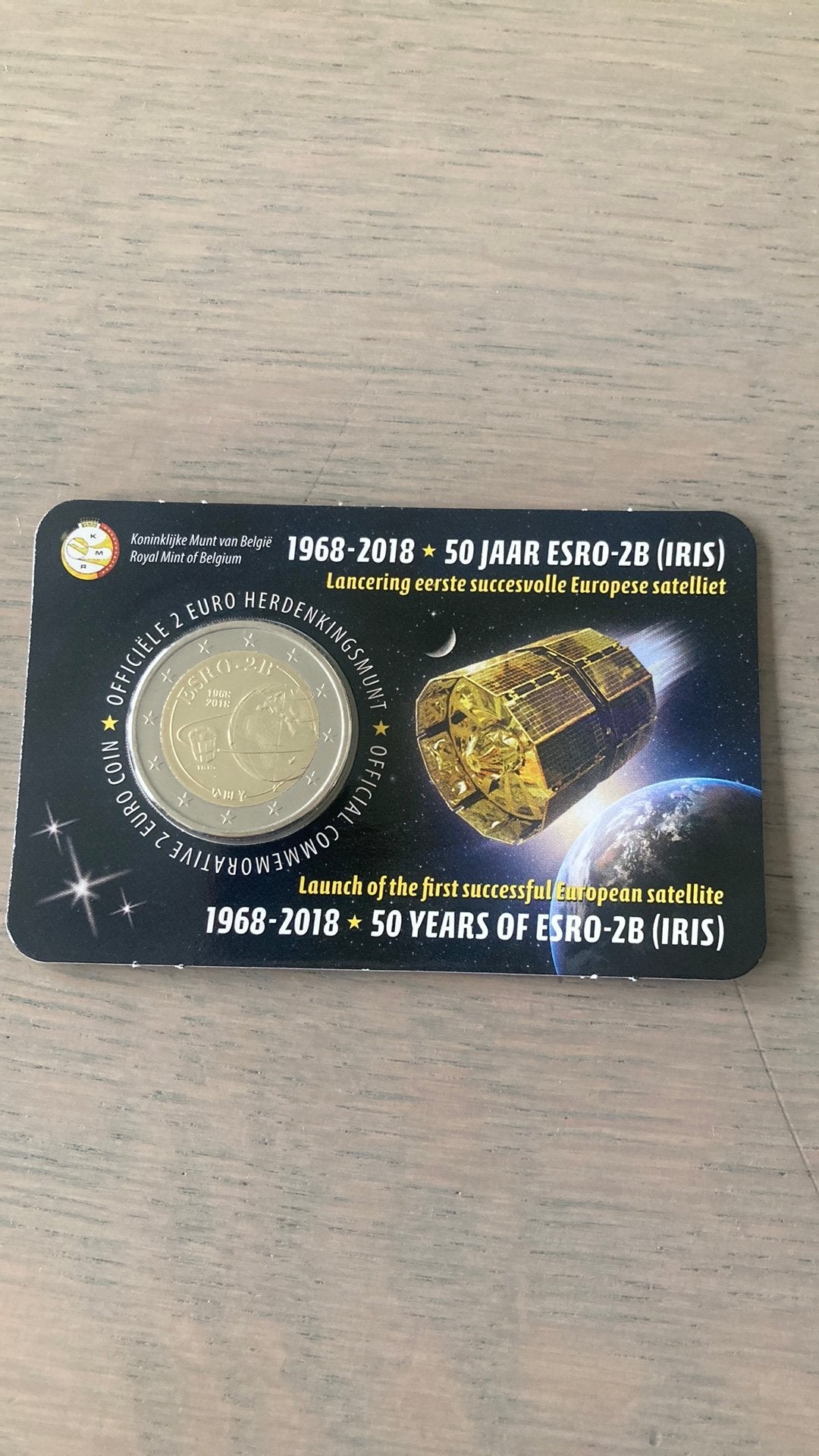 2 euromunt 2018 herdenking 50 jaar Europese satelliet, Ophalen
