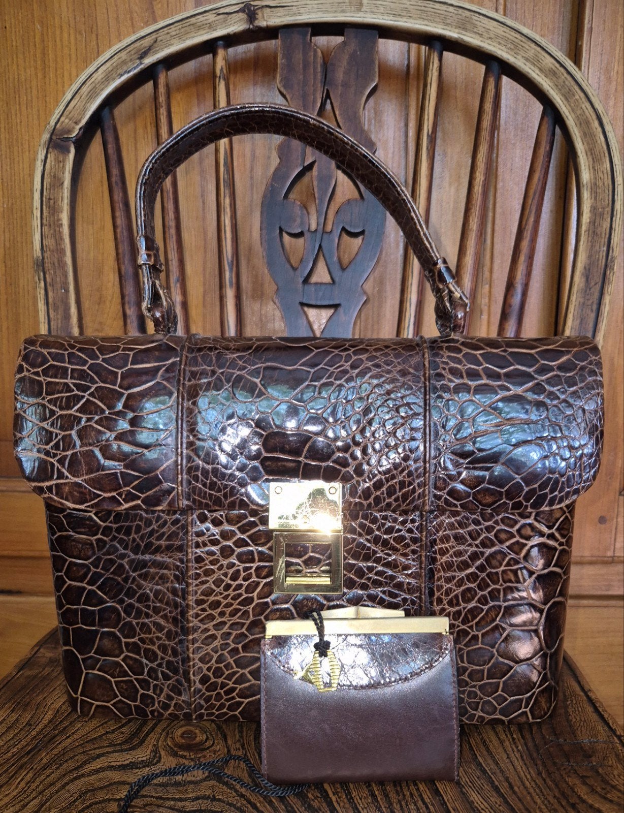 vintage antieke schildpad tas met portemonnee en sleutel, Handtassen en Accessoires, Tassen | Damestassen, Ophalen of Verzenden
