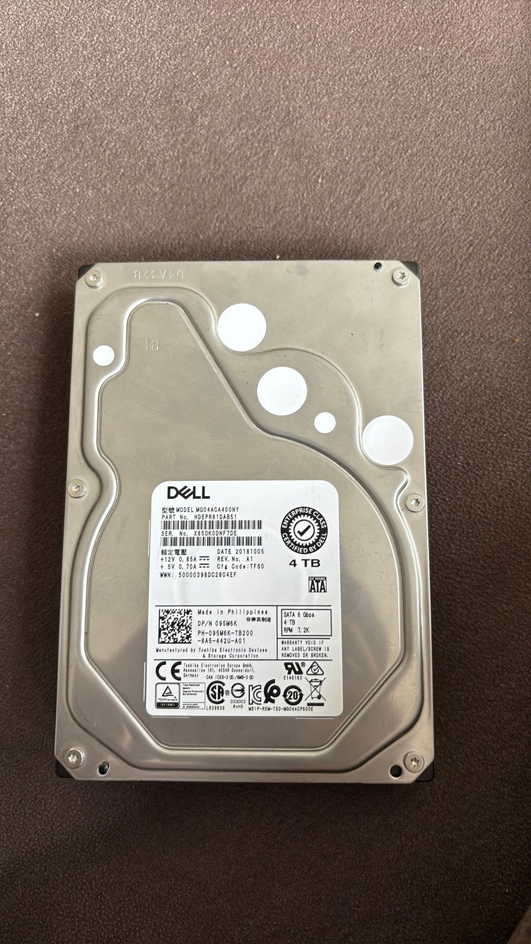 Dell 4tb harde schijf niet gebruikt, Neuf, Interne, Serveur, 4tb