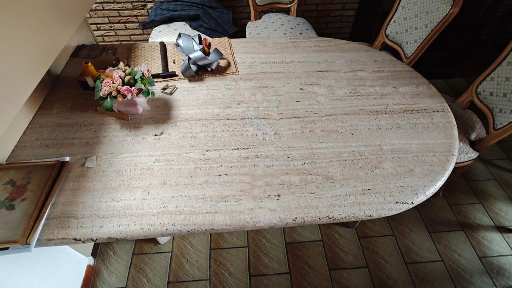 mooie eettafel travertin, Ophalen